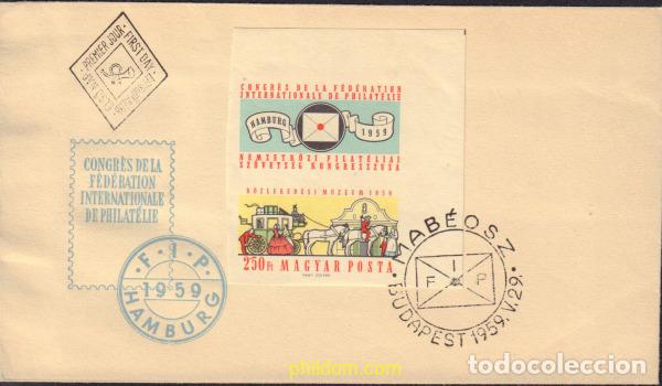 Sellos: 575056 MNH HUNGRIA 1959 CONGRESO DE LA FEDERACION INTERNACIONAL DE FILATELIA EN HAMBURGO