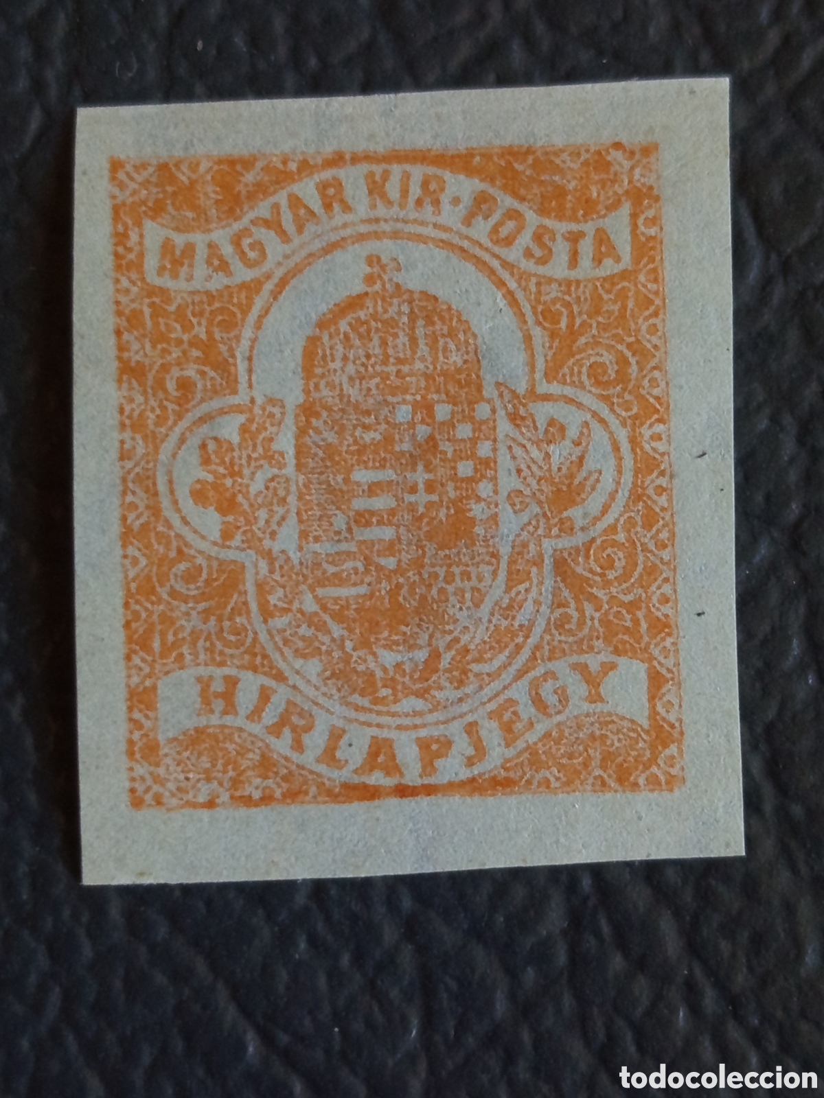 Selos: Hungr&iacute;a 1900 Magyar Kir Posta H&iacute;rlapjegy Escudo Naranja Scott #P8 MH