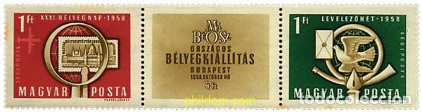 Sellos: 7007 MNH HUNGRIA 1958 EXPOSICION FILATELICA NACIONAL
