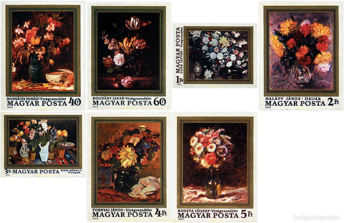 Sellos: 89633 MNH HUNGRIA 1977 FLORES EN PINTURAS DE PINTORES HUNGAROS