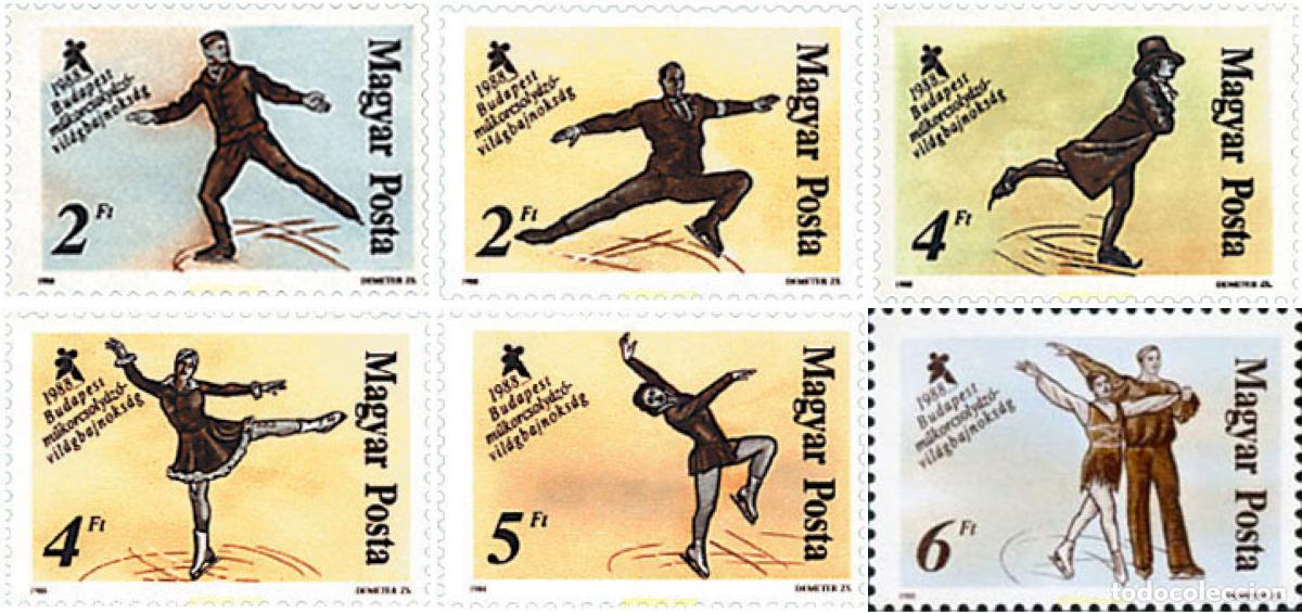 Sellos: 64278 MNH HUNGRIA 1988 CAMPEONATOS DEL MUNDO DE PATINAJE ARTISTICO