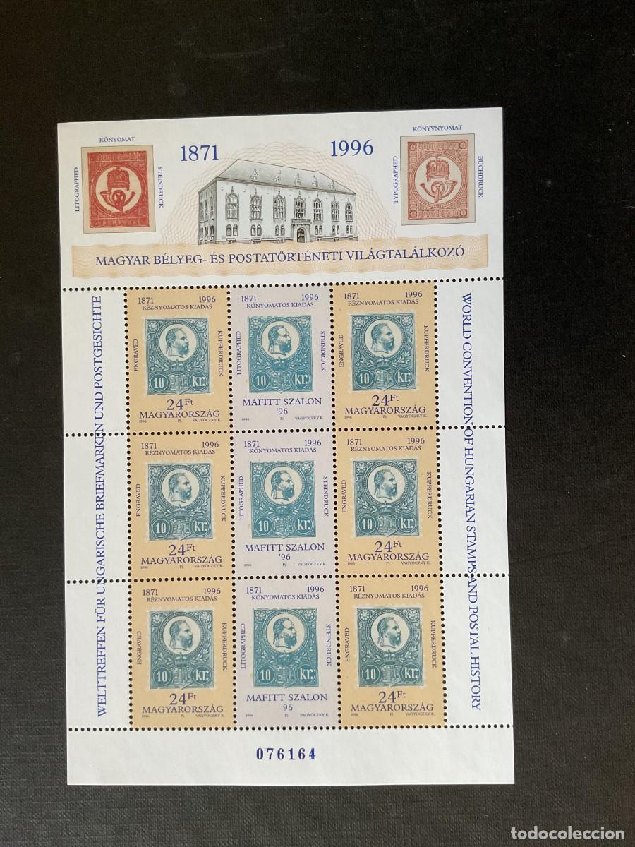 Sellos: HUNGRIA N&ordm; YVERT3568*** MINIPLIEGO A&Ntilde;O 1996. ENCUENTRO MUNDIAL HISTORIA POSTAL Y SELLOS HUNGAROS