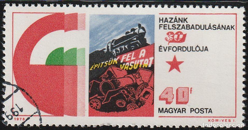 Sellos: Hungria 1975 Scott 2350 Sello &ordm; Aniversario Liberacion Fascismo Construyendo Ferrocarriles
