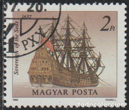 Sellos: Hungria 1988 Scott 3130 Sello * Barcos Veleros Soberana de los mares (1637) Michel 3968A Yvert 3168