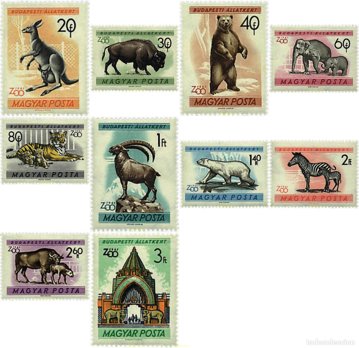 Sellos: 63954 MNH HUNGRIA 1961 JARDIN ZOOLOGICO DE BUDAPEST.