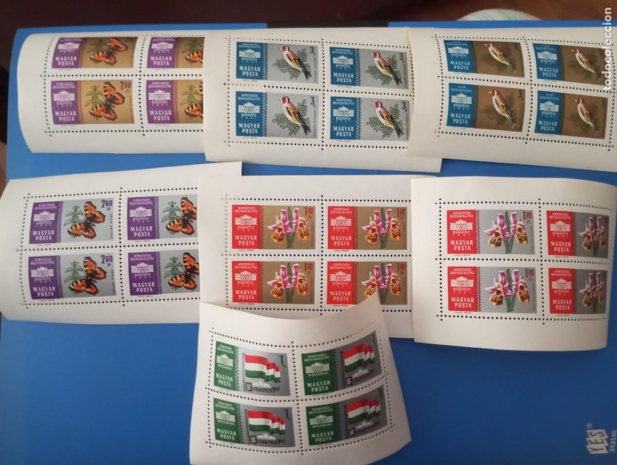 Sellos: HUNGR&Iacute;A 1961, EXPOSICI&Oacute;N FILATELICA DE BUDAPEST. BLOQUES DE 4 YT 1440/7