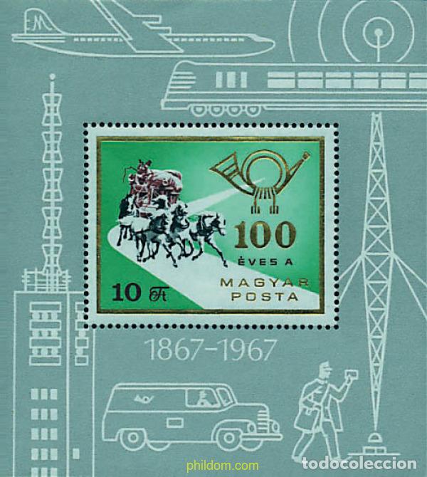 Sellos: 64040 MNH HUNGRIA 1967 CENTENARIO DEL CORREO HUNGARO