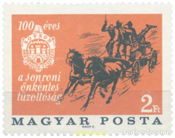 Sellos: 64018 MNH HUNGRIA 1966 100 ANIVERSARIO DE LOS BOMBEROS VOLUNTARIOS DE SOPRON