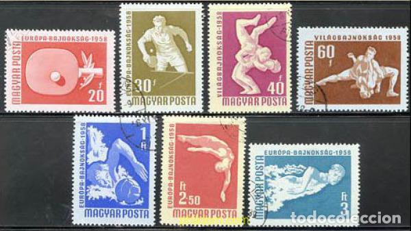 Sellos: 63932 USED HUNGRIA 1958 CAMPEONATOS DEPORTIVOS DE EUROPA EN BUDAPEST