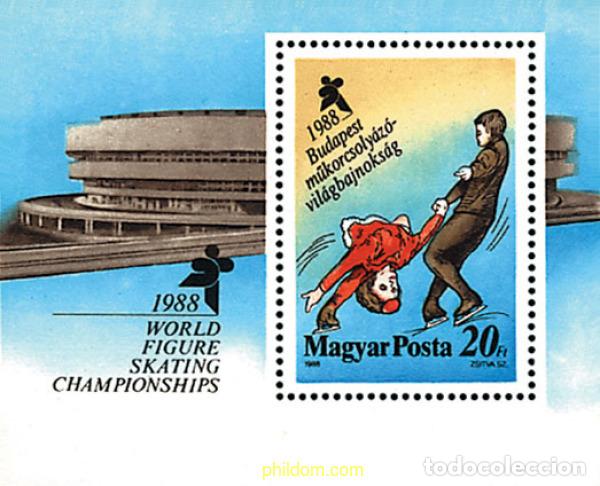 Briefmarken: 64280 MNH HUNGRIA 1988 CAMPEONATOS DEL MUNDO DE PATINAJE ARTISTICO