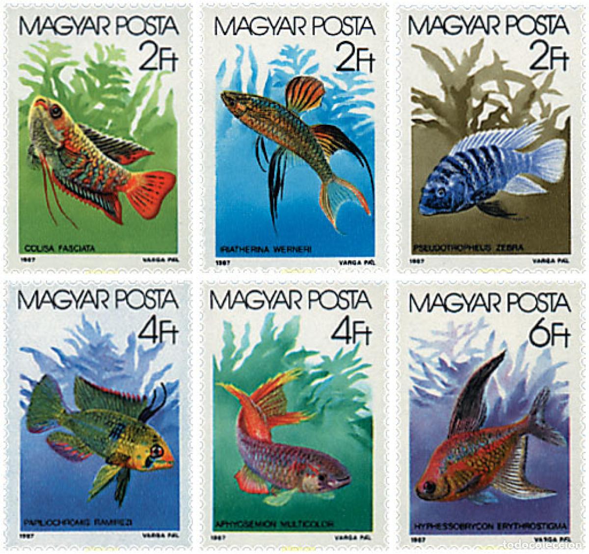 Sellos: 64274 MNH HUNGRIA 1987 PECES DE ACUARIO