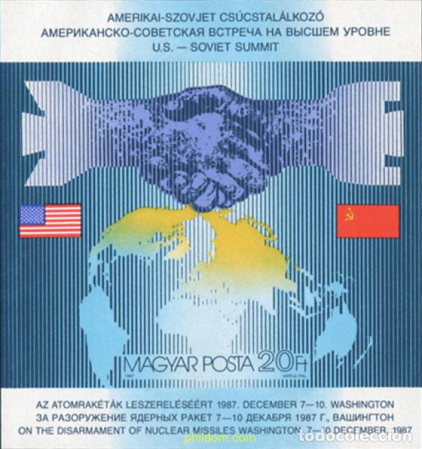 Sellos: 19685 MNH HUNGRIA 1987 CONFERENCIA USA-URSS SOBRE DESARME DE MISILES NUCLEARES