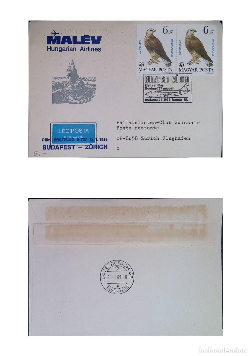 Sellos: O) 1989 HUNGARY, BIRD OF PREY, WORLD WIRDLIFE FUND, BUTEO BUTEO, HUNGARIAN AIRLINES - MALEV, LEGIPO