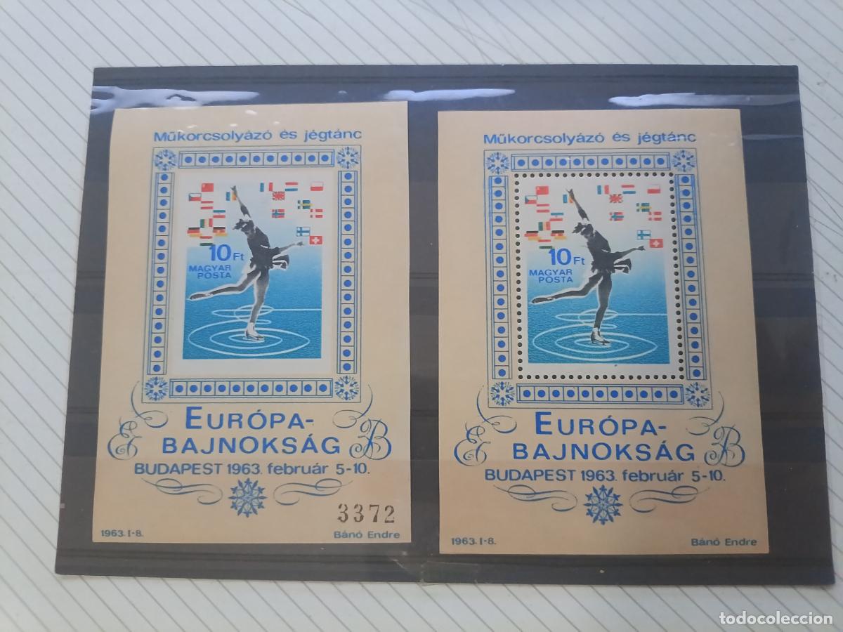 Francobolli: HUNGRIA 1963 Patinaje sobre hielo. 2 hojitas dentada y sin dentar