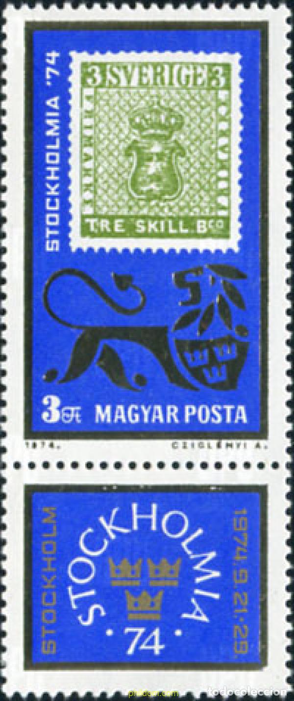 Sellos: 42072 MNH HUNGRIA 1974 STOCKHOLMIA 74. EXPOSICION FILATELICA INTERNACIONAL