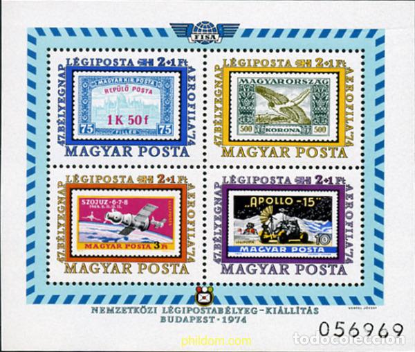 Sellos: 42071 MNH HUNGRIA 1974 AEROFILA 74. EXPOSICION NACIONAL DE CORREO AEREO