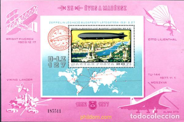 Sellos: 313672 MNH HUNGRIA 1977 HISTORIA DEL DIRIGIBLE