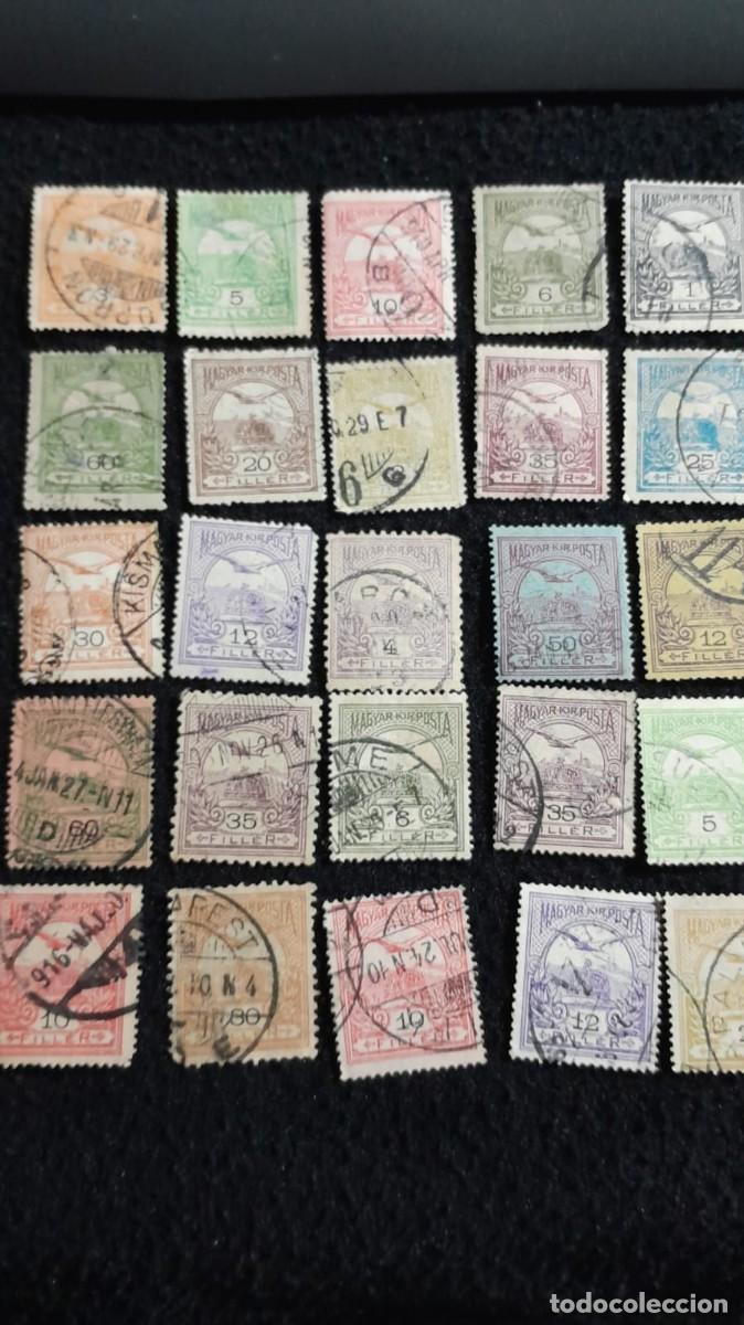 Sellos: Lote Premium de Estudio y Acumulaci&oacute;n: 64 Sellos Hungr&iacute;a Cl&aacute;sicos (Serie Turul) - Variedad de Dentad
