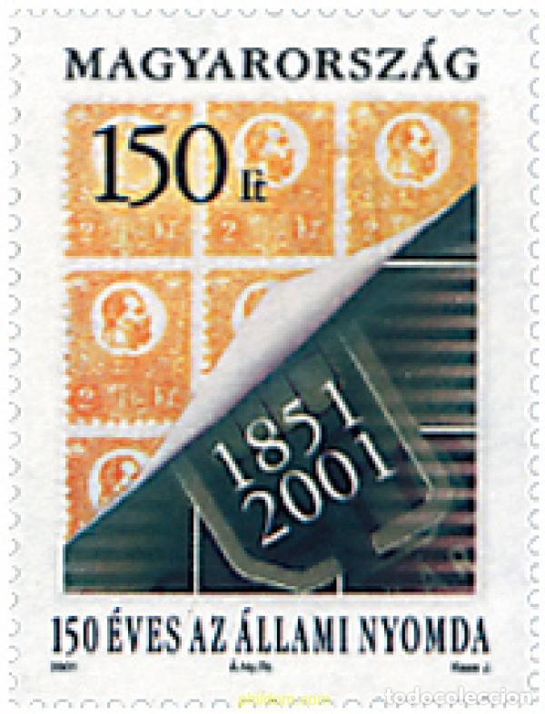 Sellos: 87072 MNH HUNGRIA 2001 150 ANIVERSARIO DE LA IMPRENTA NACIONAL