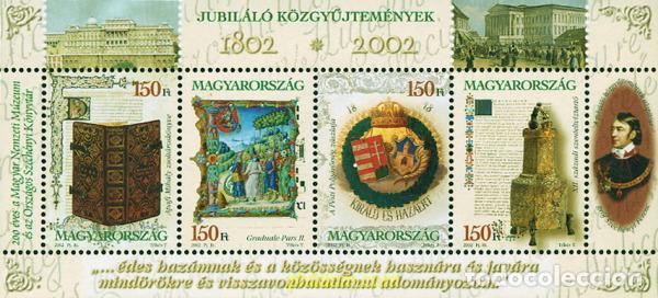 Sellos: 100121 MNH HUNGRIA 2002 2 CENTENARIO DE LA BIBLIOTECA SZCEHENYI Y DEL MUSEO NACIONAL