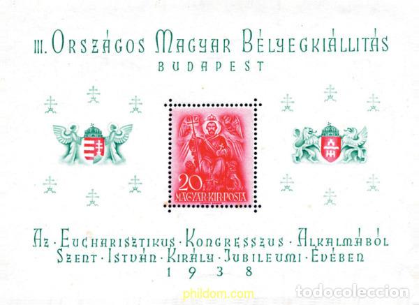 Sellos: 109476 MNH HUNGRIA 1938 900 ANIVERSARIO DE MUERTE DE SAN ESTEBAN. CONGRESO EUCARISTICO