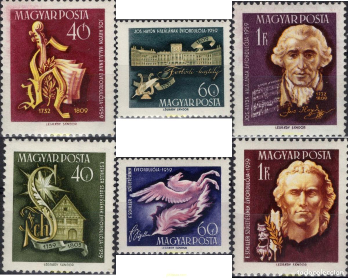 Sellos: 109625 MNH HUNGRIA 1959 HOMENAJE A JOSEPH HAYDN Y FRIEDICH VON SCHILLER