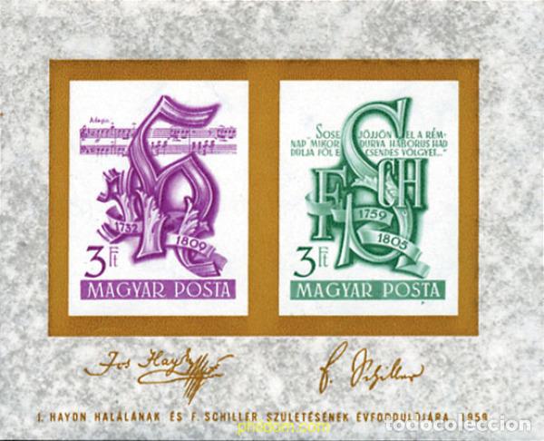Sellos: 109622 MNH HUNGRIA 1959 HOMENAJE A JOSEPH HAYDN Y FRIEDICH VON SCHILLER