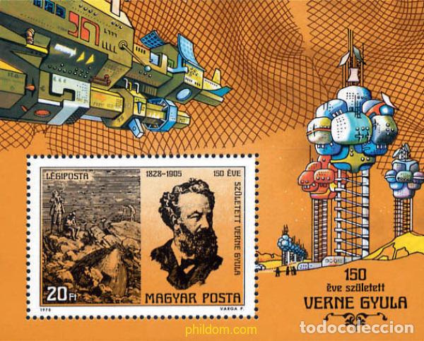 Sellos: 116408 MNH HUNGRIA 1978 150 ANIVERSARIO DEL NACIMIENTO DE JULIO VERNE