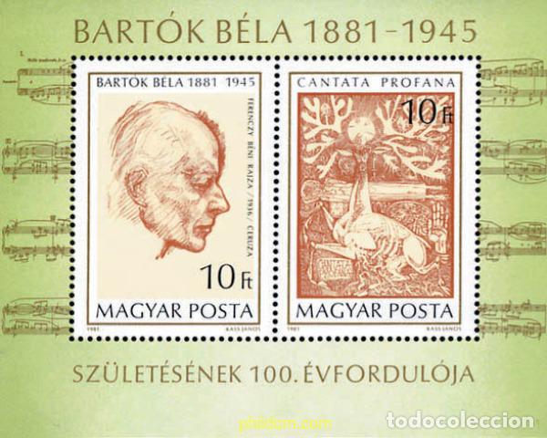 Sellos: 116441 MNH HUNGRIA 1981 CENTENARIO DEL NACIMIENTO DE BELA BARTOK
