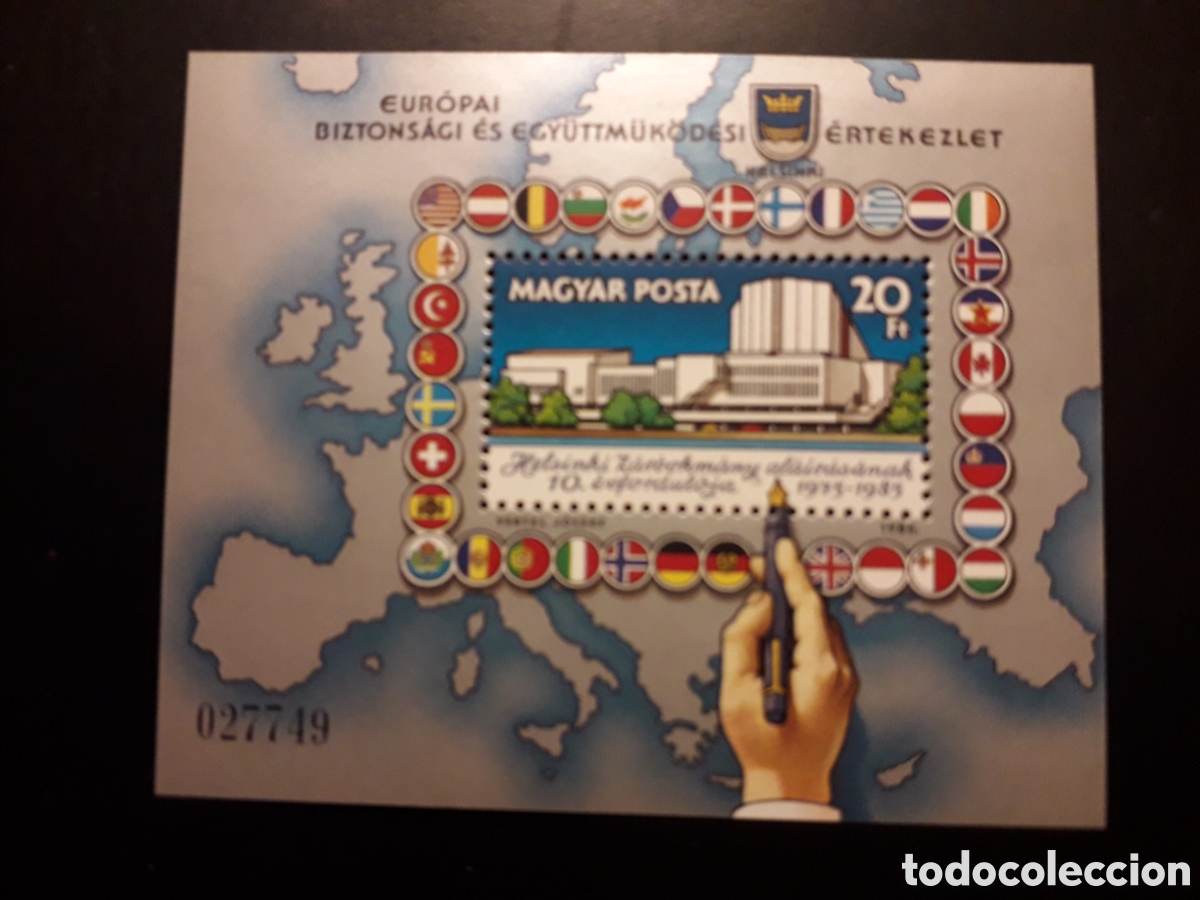 Sellos: HUNGR&Iacute;A YVERT HB-181 SERIE COMPLETA NUEVA *** 1985 BANDERAS MAPAS ACUERDOS HELSINKI PEDIDO M&Iacute;NIMO 3&euro;