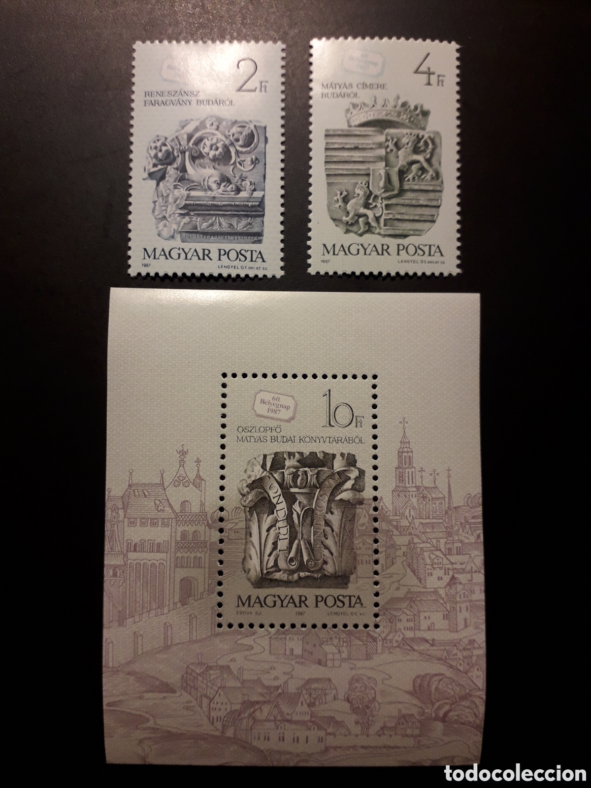 Sellos: HUNGR&Iacute;A YVERT 3126/7 + HB-192 SERIE COMPLETA NUEVA *** 1987 ESCULTURA D&Iacute;A DEL SELLO PEDIDO M&Iacute;NIMO 3&euro;