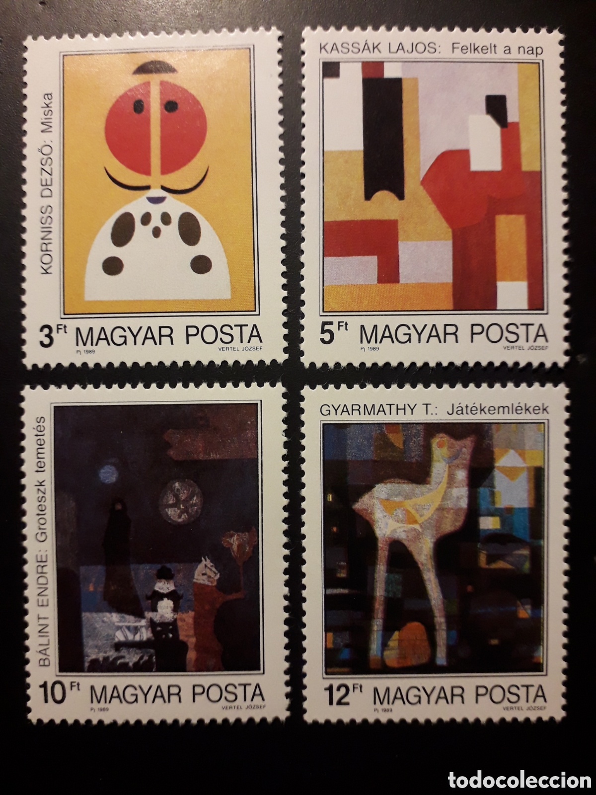 Sellos: HUNGR&Iacute;A YVERT 3242/5 SERIE COMPLETA NUEVA *** 1989 PINTURAS ARTE MODERNO H&Uacute;NGARO PEDIDO M&Iacute;NIMO 3&euro;