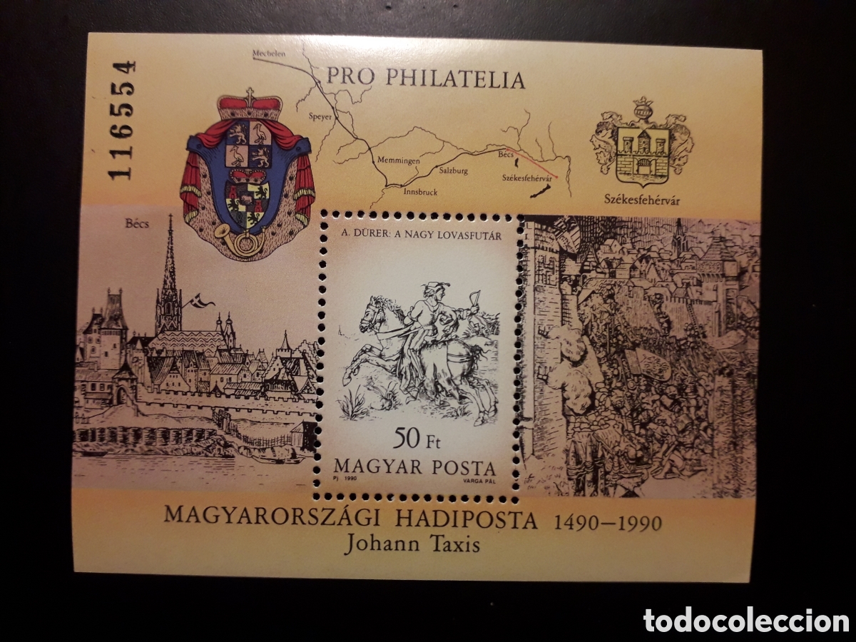 Sellos: HUNGR&Iacute;A YVERT HB-214 SERIE COMPLETA NUEVA *** 1990 500 A&Ntilde;OS DEL CORREO, DURERO PEDIDO M&Iacute;NIMO 3&euro;