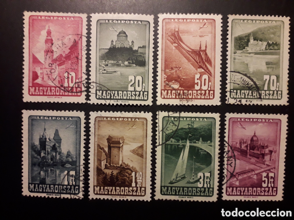 Sellos: HUNGR&Iacute;A YVERT A 58/65 SERIE COMPLETA USADA 1933 EDIFICIOS, MONUMENTOS, PUENTES, PEDIDO M&Iacute;NIMO 3&euro;