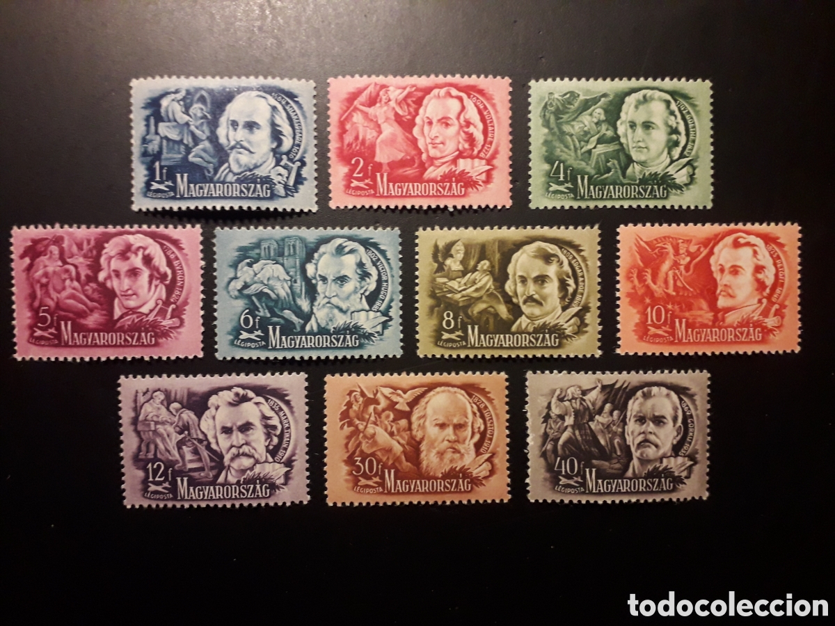 Sellos: HUNGR&Iacute;A YVERT A 80/9 SERIE COMPLETA NUEVA CON CHARNELA 1948 ESCRITORES, LITERATURA PEDIDO M&Iacute;NIMO 3&euro;