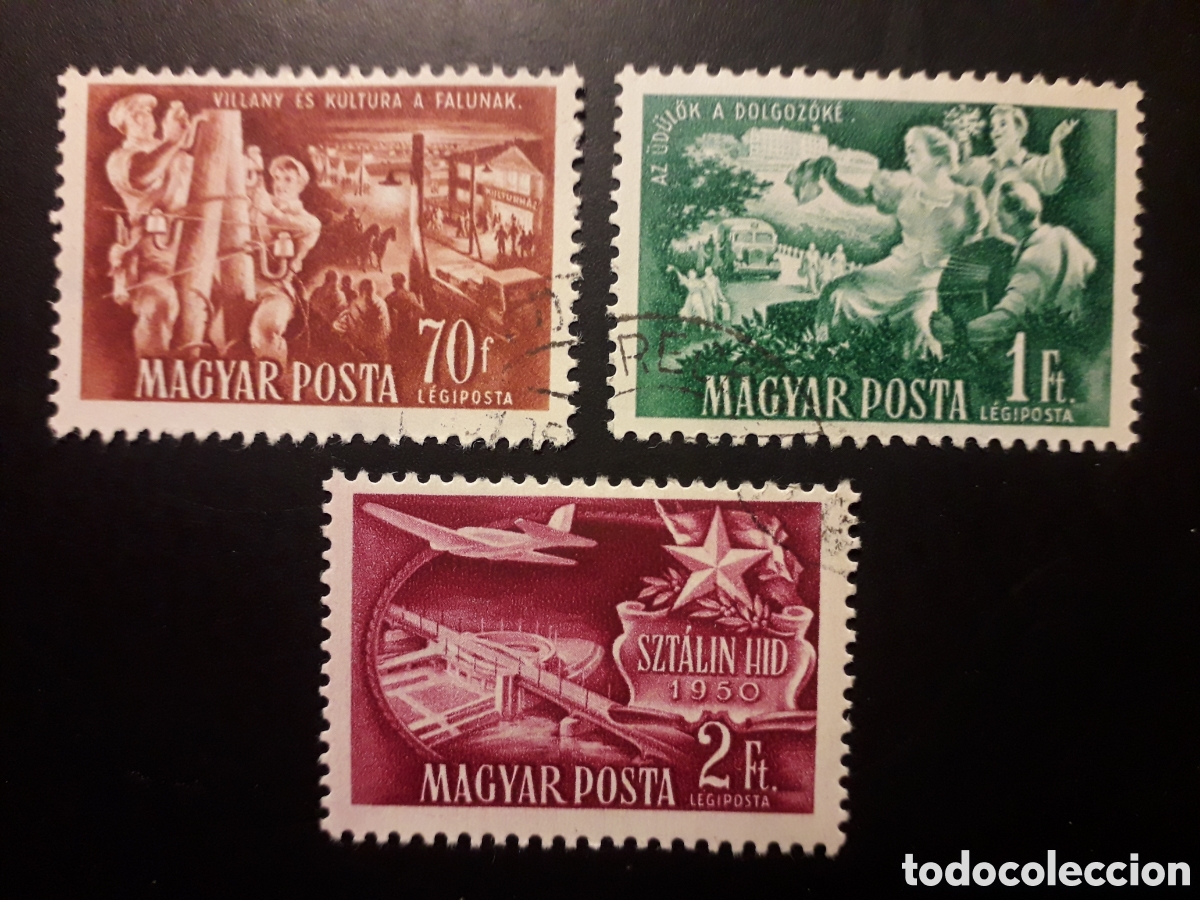 Sellos: HUNGR&Iacute;A YVERT A 115/7 SERIE COMPLETA USADA 1951 PLAN QUINQUENAL PEDIDO M&Iacute;NIMO 3&euro;