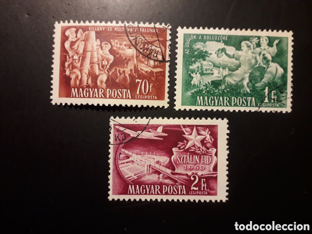 Sellos: HUNGR&Iacute;A YVERT A 115/7 SERIE COMPLETA USADA 1951 PLAN QUINQUENAL PEDIDO M&Iacute;NIMO 3&euro;