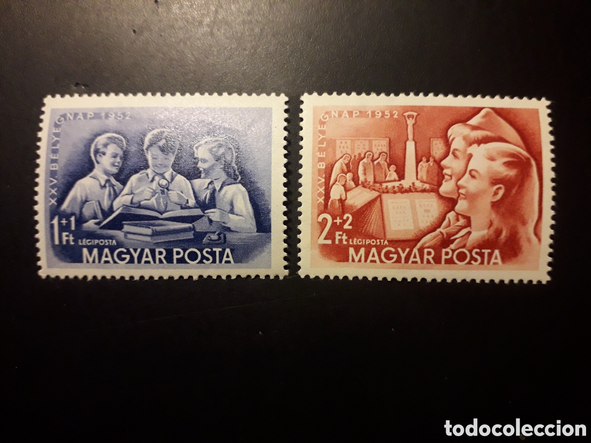 Sellos: HUNGR&Iacute;A YVERT A 134/5 SERIE COMPLETA NUEVA CON CHARNELA 1952 D&Iacute;A DEL SELLO PEDIDO M&Iacute;NIMO 3&euro;