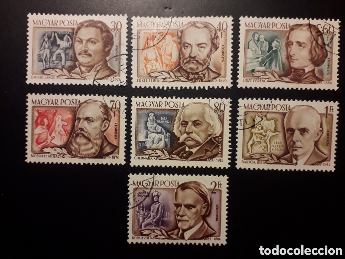 Sellos: HUNGR&Iacute;A YVERT A 153/9 SERIE COMPLETA USADA 1953 M&Uacute;SICOS M&Uacute;SICA PEDIDO M&Iacute;NIMO 3&euro;