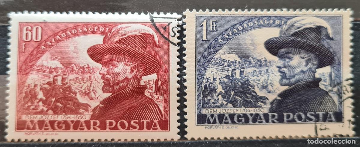 Briefmarken: Serie de sellos usados de Hungr&iacute;a 1950: Centenario de la muerte del General Jozsef Bem