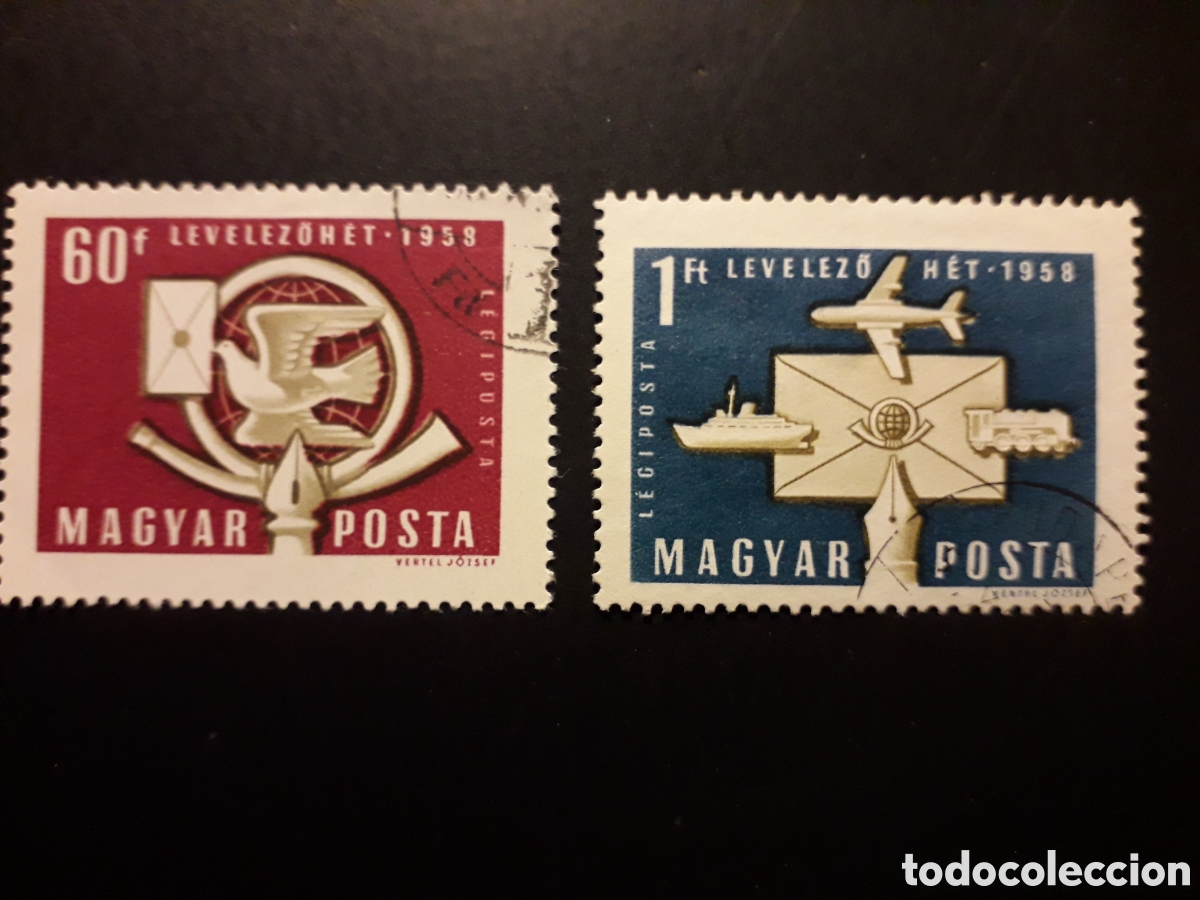Sellos: HUNGR&Iacute;A YVERT A 209/10 SERIE COMPLETA USADA 1958 D&Iacute;A CARTA ESCRITA PEDIDO M&Iacute;NIMO 3&euro;