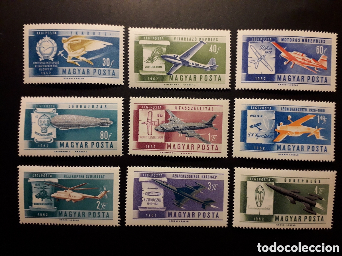 Sellos: HUNGR&Iacute;A YVERT A 232/40 SERIE COMPLETA NUEVA CON CHARNELA 1962 AVIONES, AVIACI&Oacute;N PEDIDO M&Iacute;NIMO 3&euro;
