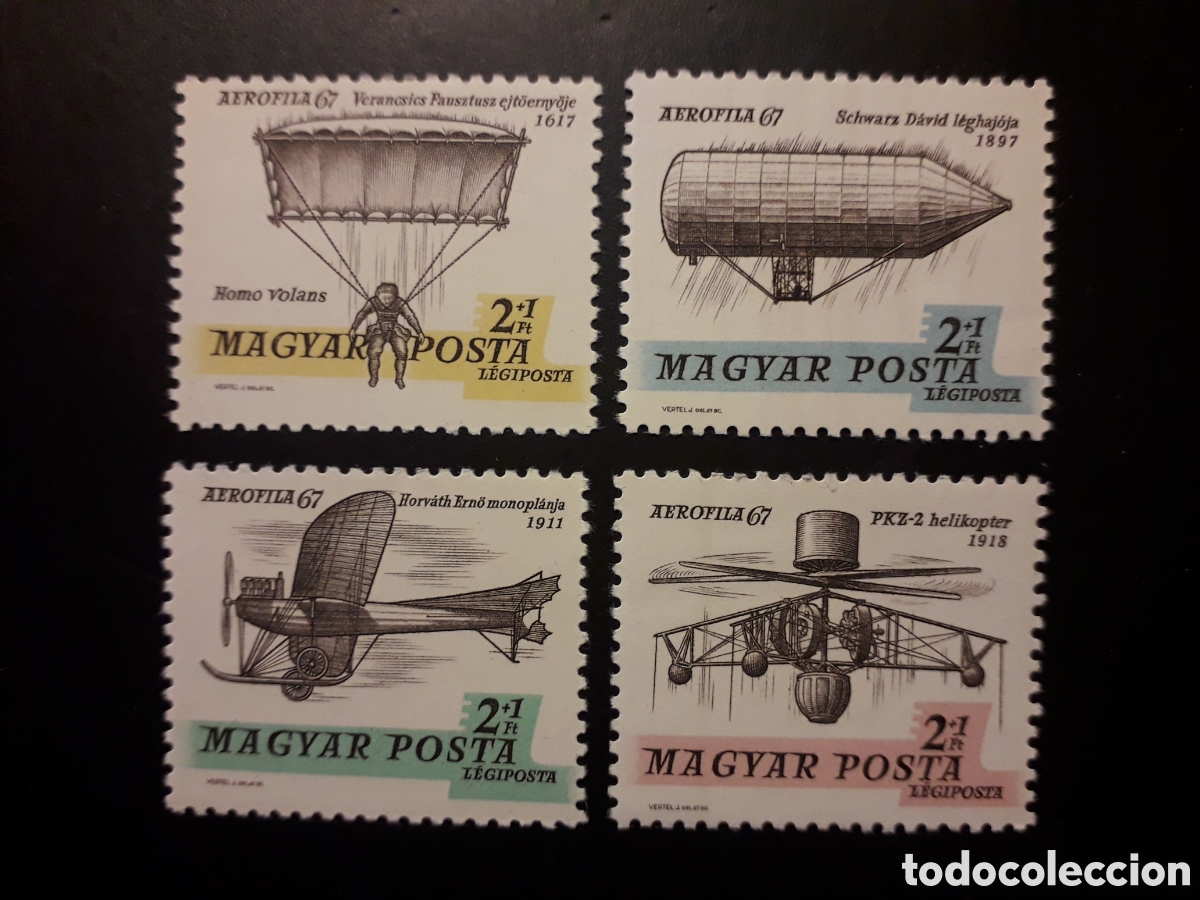 Sellos: HUNGR&Iacute;A YVERT A 292/5 SERIE COMPLETA NUEVA *** 1967 AEROFILA 67 PEDIDO M&Iacute;NIMO 3&euro;