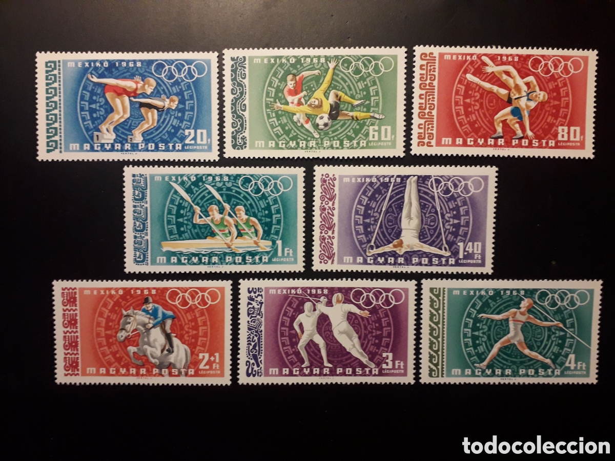 Sellos: HUNGR&Iacute;A YVERT A 301/8 SERIE CTA NUEVA CON CHARNELA 1968 OLIMPIADA M&Eacute;XICO 68 DEPORTE PEDIDO M&Iacute;NIMO 3&euro;