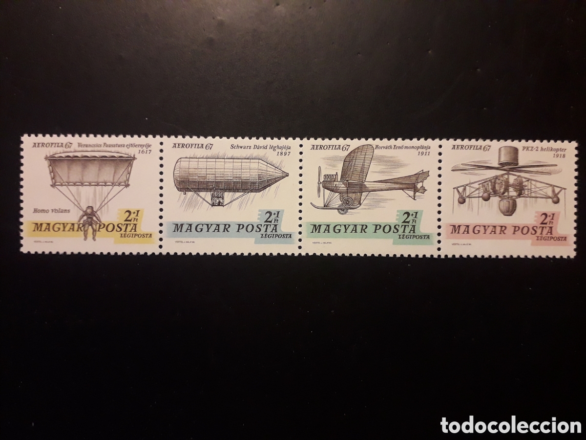Sellos: HUNGR&Iacute;A YVERT A 292/5 SERIE COMPLETA NUEVA *** 1967 AEROFILA 67 PEDIDO M&Iacute;NIMO 3&euro;