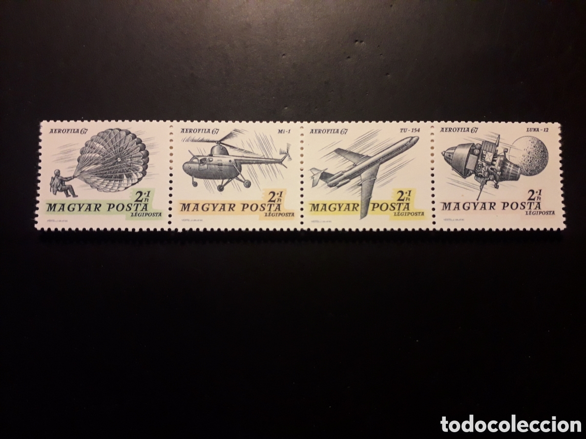 Sellos: HUNGR&Iacute;A YVERT A 296/9 SERIE COMPLETA NUEVA *** 1967 AEROFILA 67 PEDIDO M&Iacute;NIMO 3&euro;