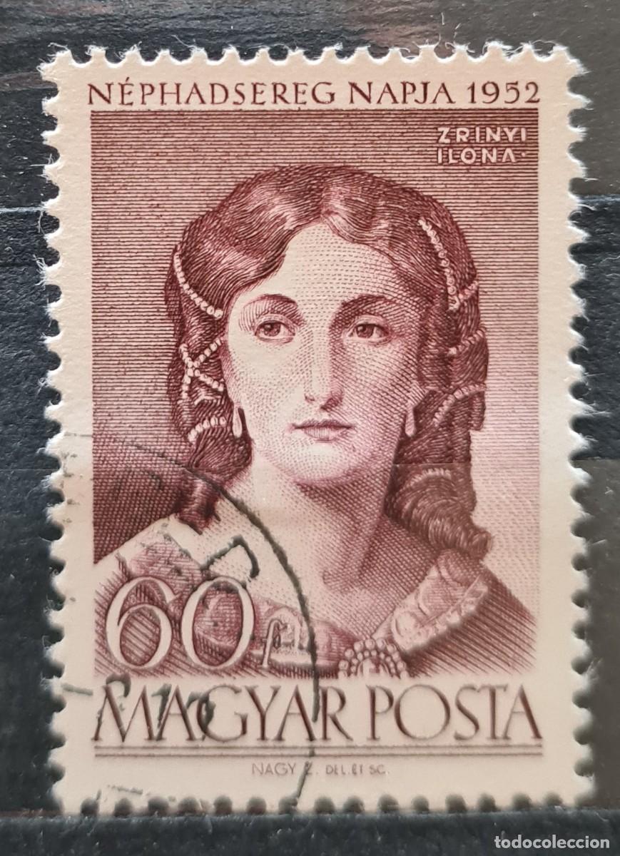 Sellos: Sello usado de Hungr&iacute;a 1952. D&iacute;a de la armada: retrato de Ilona Zrinyi