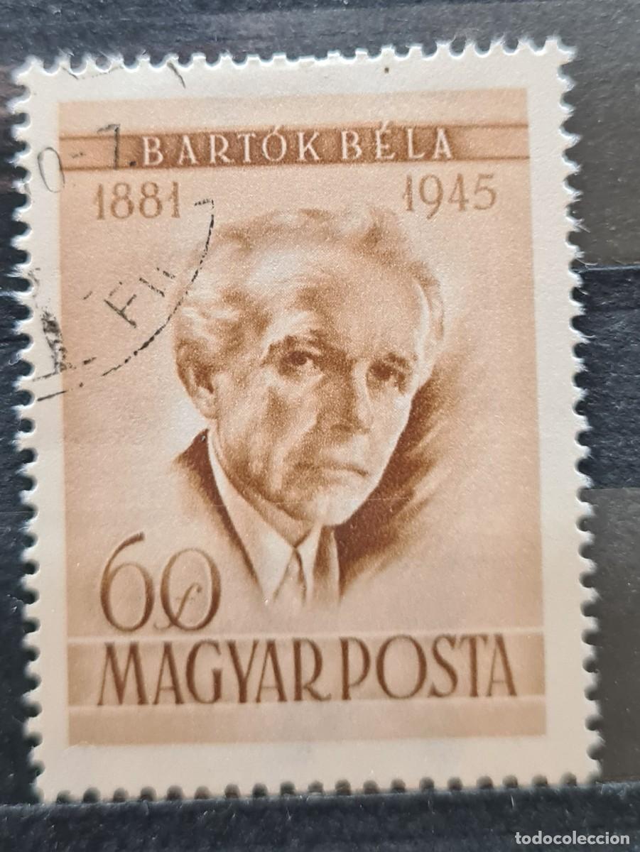 Sellos: Sello usado de Hungr&iacute;a 1955: D&iacute;a del sello y X aniversario de la muerte de Bela Bartok