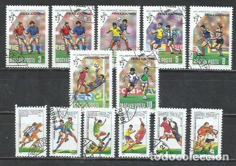 Sellos: 9697- 2 SERIES COMPLETAS FUTBOL HUNGR&Iacute;A 1986 N&ordm; 3031/3036 + 1990 N&ordm; 3273/3278.DEPORTES. VENDO SELL