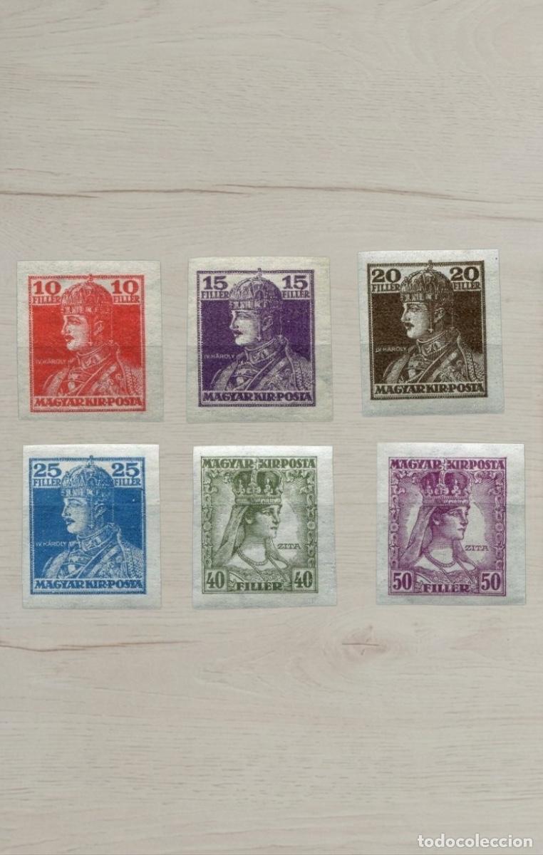 Timbres: Hungr&iacute;a 1918 - Serie Completa Coronaci&oacute;n del Rey Carlos IV y Reina Zita (6 Sellos) - Sin Dentar